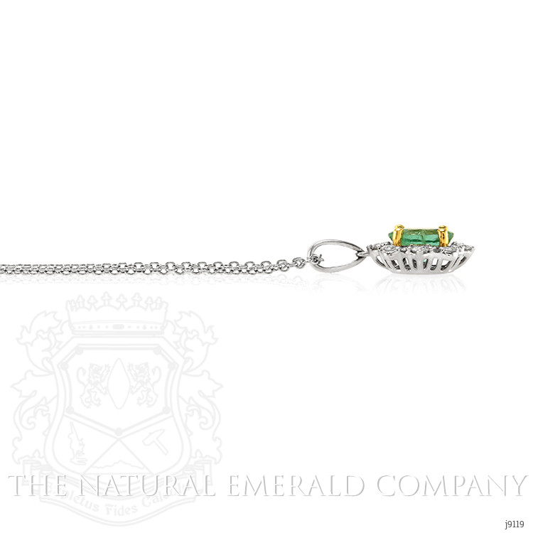 0.70 Ct. Emerald Natural Diamond Pave Pendant, 18K White & Yellow