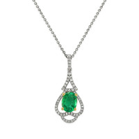 1.22 Ct. Emerald Natural Diamond Pave Pendant, 18K White & Yellow Video