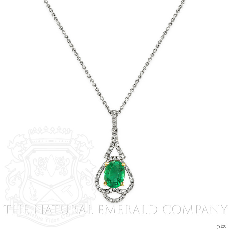 1.22 Ct. Emerald Natural Diamond Pave Pendant, 18K White & Yellow