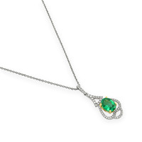 1.22 Ct. Emerald Natural Diamond Pave Pendant, 18K White & Yellow Image
