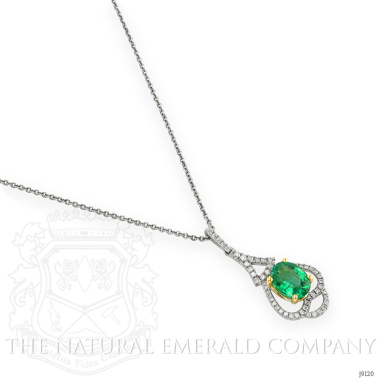1.22 Ct. Emerald Natural Diamond Pave Pendant, 18K White & Yellow
