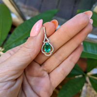 1.22 Ct. Emerald Natural Diamond Pave Pendant, 18K White & Yellow Life Style