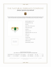 0.78 Ct. Emerald Natural Diamond Three Stone Ring, 18K Yellow Gold Scan Report