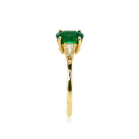 0.78 Ct. Emerald Natural Diamond Three Stone Ring, 18K Yellow Gold Image