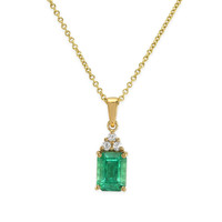 1.31 Ct. Emerald Natural Diamond Pave Pendant, 18K Yellow Gold Video