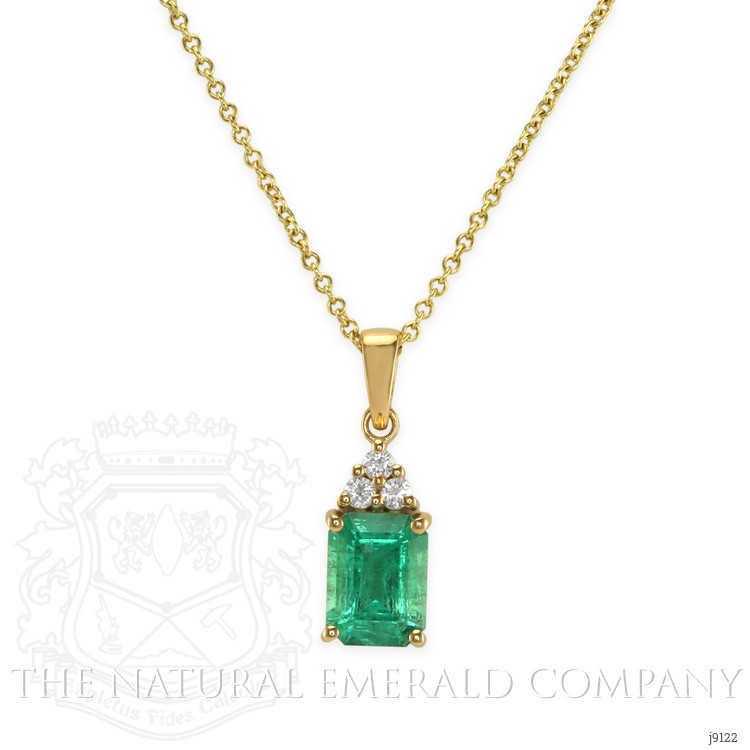 1.31 Ct. Emerald Natural Diamond Pave Pendant, 18K Yellow Gold
