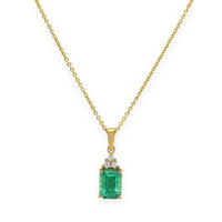 1.31 Ct. Emerald Natural Diamond Pave Pendant, 18K Yellow Gold Image