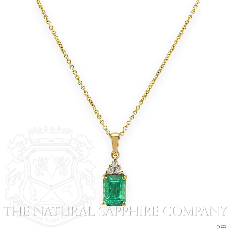 1.31 Ct. Emerald Natural Diamond Pave Pendant, 18K Yellow Gold