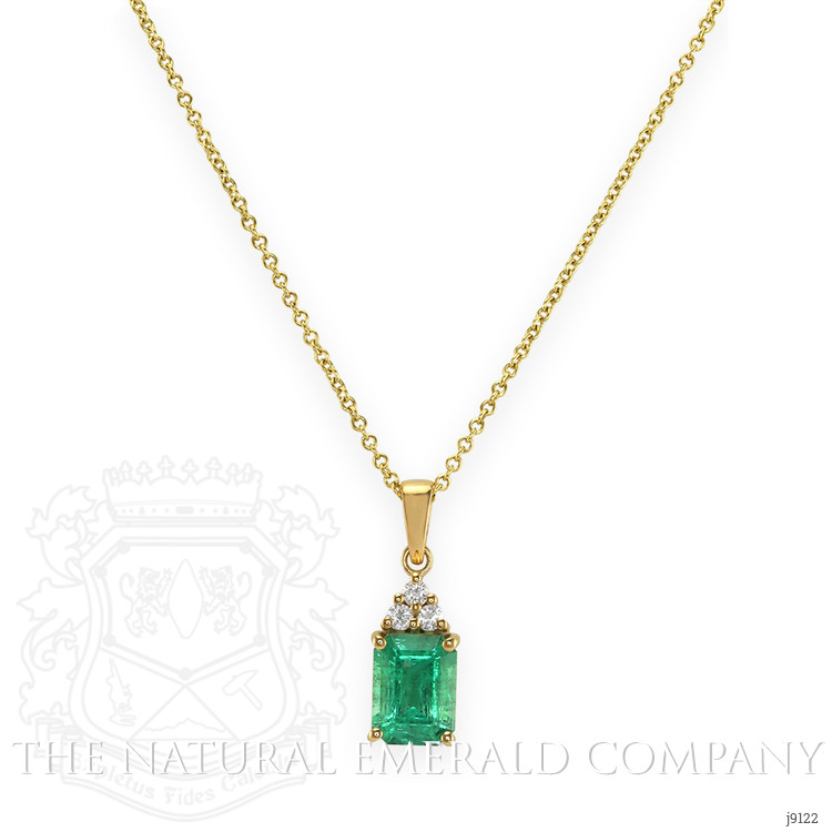 1.31 Ct. Emerald Natural Diamond Pave Pendant, 18K Yellow Gold
