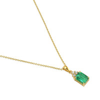1.31 Ct. Emerald Natural Diamond Pave Pendant, 18K Yellow Gold Image