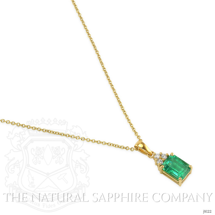 1.31 Ct. Emerald Natural Diamond Pave Pendant, 18K Yellow Gold