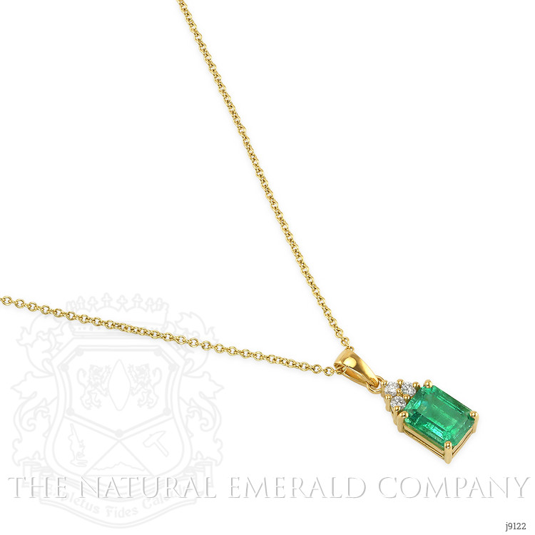 1.31 Ct. Emerald Natural Diamond Pave Pendant, 18K Yellow Gold