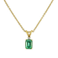 1.01 Ct. Emerald Natural Diamond Pendant, 18K Yellow Gold Video