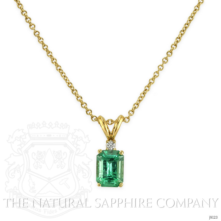 1.01 Ct. Emerald Natural Diamond Pendant, 18K Yellow Gold
