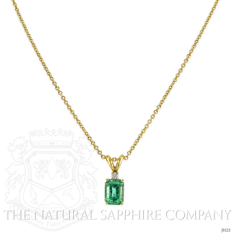 1.01 Ct. Emerald Natural Diamond Pendant, 18K Yellow Gold