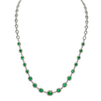 4.55 Ct. Emerald Natural Diamond Pave Necklace, 18K White Gold Video