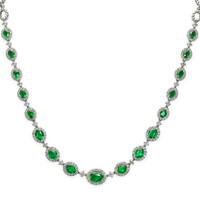 4.55 Ct. Emerald Natural Diamond Pave Necklace, 18K White Gold Image