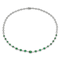 4.55 Ct. Emerald Natural Diamond Pave Necklace, 18K White Gold Image