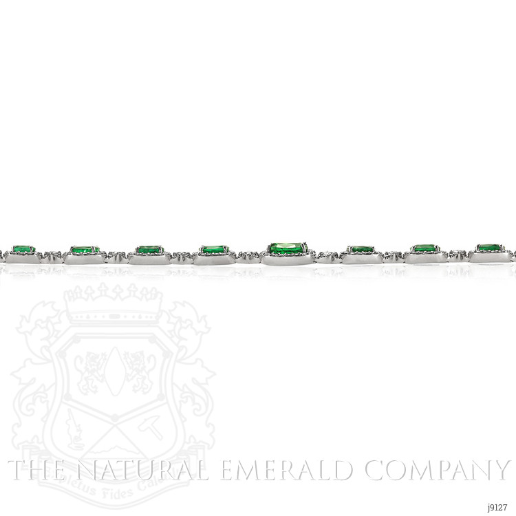 4.55 Ct. Emerald Natural Diamond Pave Necklace, 18K White Gold