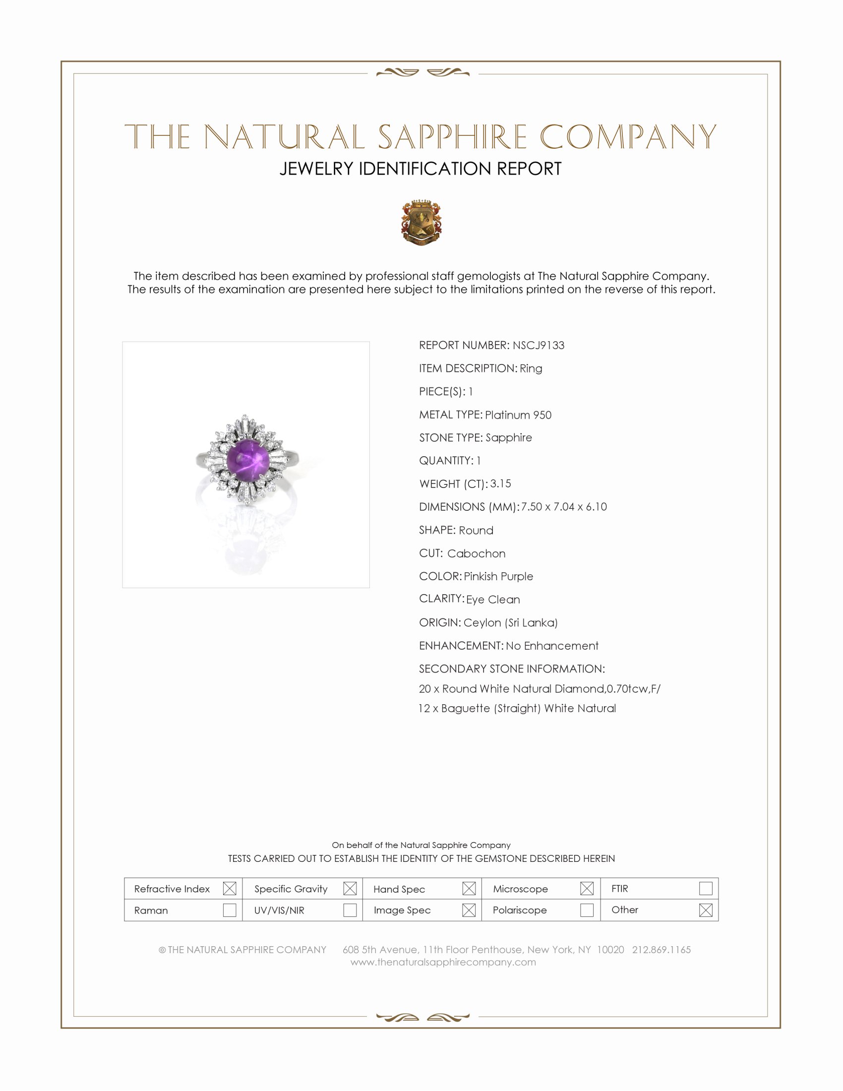 3.15 Ct. Pinkish Purple Sapphire and Natural Diamond Antique Style Ring, Platinum 950