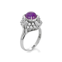 3.15 Ct. Pinkish Purple Sapphire and Natural Diamond Antique Style Ring, Platinum 950 Image