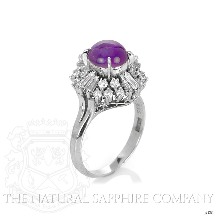 3.15 Ct. Pinkish Purple Sapphire and Natural Diamond Antique Style Ring, Platinum 950