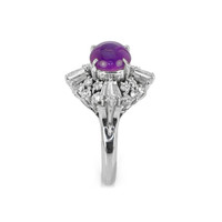 3.15 Ct. Pinkish Purple Sapphire and Natural Diamond Antique Style Ring, Platinum 950 Image