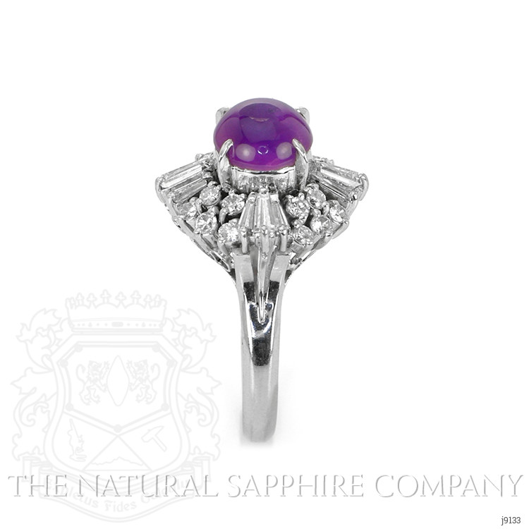 3.15 Ct. Pinkish Purple Sapphire and Natural Diamond Antique Style Ring, Platinum 950