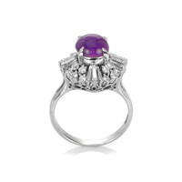 3.15 Ct. Pinkish Purple Sapphire and Natural Diamond Antique Style Ring, Platinum 950 Image