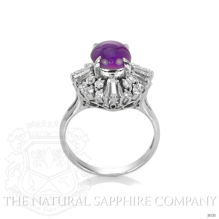 3.15 Ct. Pinkish Purple Sapphire and Natural Diamond Antique Style Ring, Platinum 950