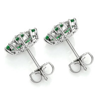 1.55 Ct.Tw. Emerald Natural Diamond Accent Stones Earrings, 18K White Gold Image