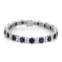 15.14 Ct.Tw. Blue Sapphire and Natural Diamond Accent Stones Bracelet, 18K White Gold Video