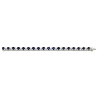 15.14 Ct.Tw. Blue Sapphire and Natural Diamond Accent Stones Bracelet, 18K White Gold Image