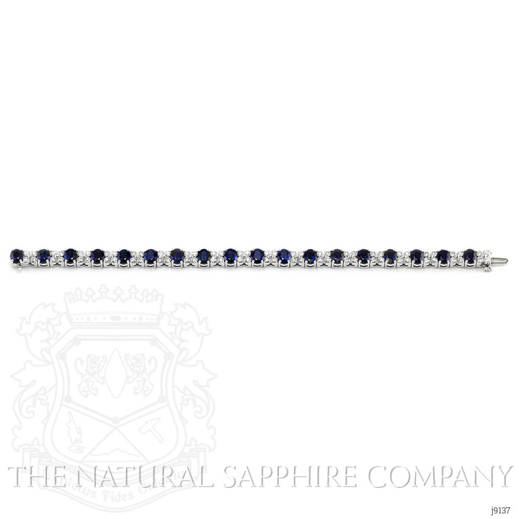 15.14 Ct.Tw. Blue Sapphire and Natural Diamond Accent Stones Bracelet, 18K White Gold