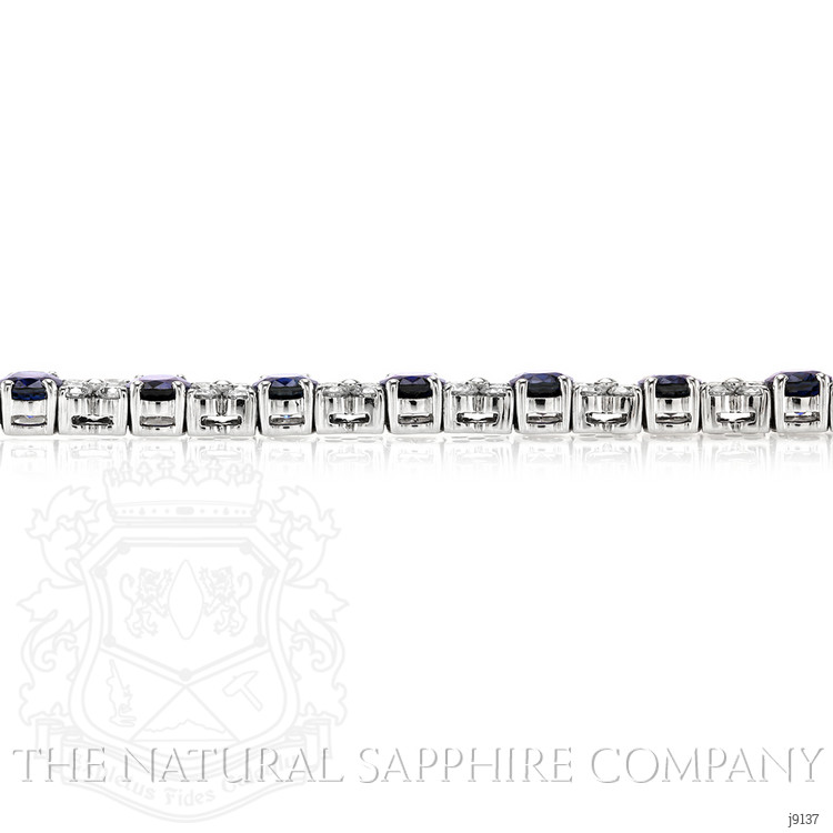 15.14 Ct.Tw. Blue Sapphire and Natural Diamond Accent Stones Bracelet, 18K White Gold