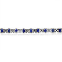 15.14 Ct.Tw. Blue Sapphire and Natural Diamond Accent Stones Bracelet, 18K White Gold Image