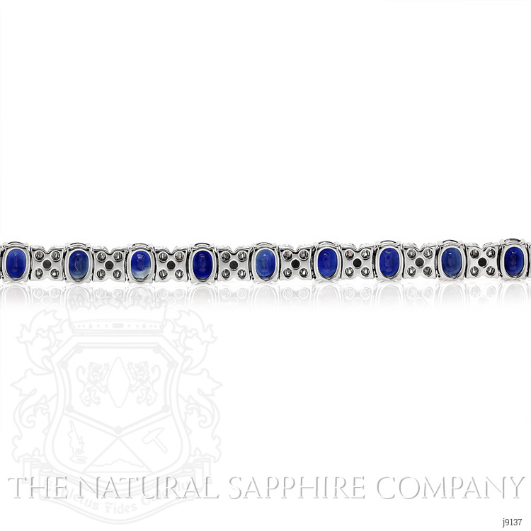 15.14 Ct.Tw. Blue Sapphire and Natural Diamond Accent Stones Bracelet, 18K White Gold