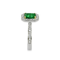 1.10 Ct. Emerald Natural Diamond Pave Ring, Platinum & 18K Yellow Image