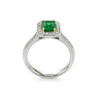 1.10 Ct. Emerald Natural Diamond Pave Ring, Platinum & 18K Yellow Image