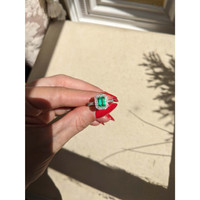 1.10 Ct. Emerald Natural Diamond Pave Ring, Platinum & 18K Yellow Life Style