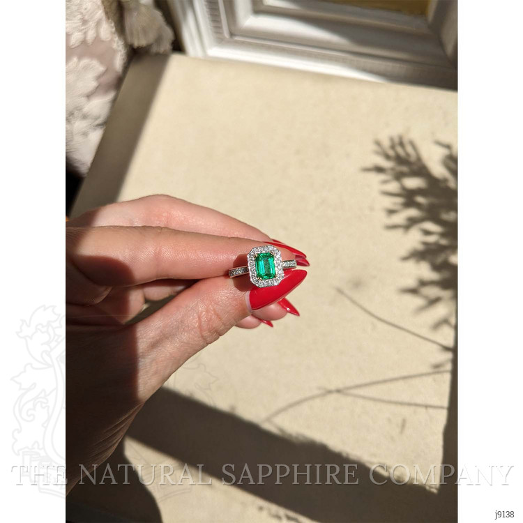 1.10 Ct. Emerald Natural Diamond Pave Ring, Platinum & 18K Yellow