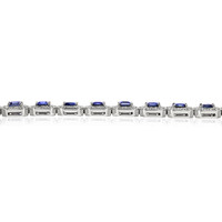14.19 Ct.Tw. Blue Sapphire and Natural Diamond Pave Bracelet, 18K White Gold Image