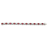 8.09 Ct.Tw. Ruby Natural Diamond Accent Stones Bracelet, 18K White Gold Image