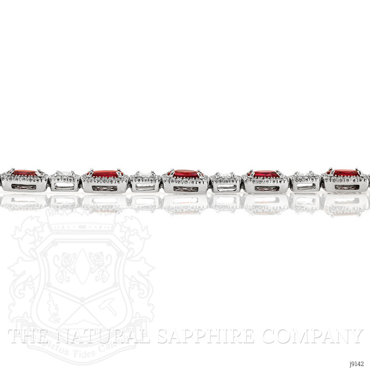 8.09 Ct.Tw. Ruby Natural Diamond Accent Stones Bracelet, 18K White Gold