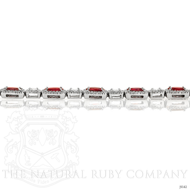 8.09 Ct.Tw. Ruby Natural Diamond Accent Stones Bracelet, 18K White Gold