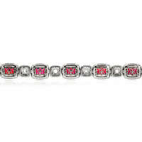 8.09 Ct.Tw. Ruby Natural Diamond Accent Stones Bracelet, 18K White Gold Image