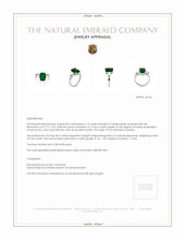 2.10 Ct. Emerald Natural Diamond Three Stone Ring, 18K White Gold Appraisal