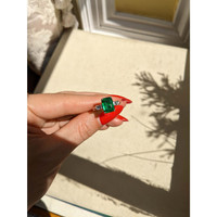 2.10 Ct. Emerald Natural Diamond Three Stone Ring, 18K White Gold Life Style