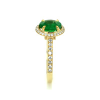 1.27 Ct. Emerald and Natural Diamond Pave Ring, 14K Yellow Gold Image