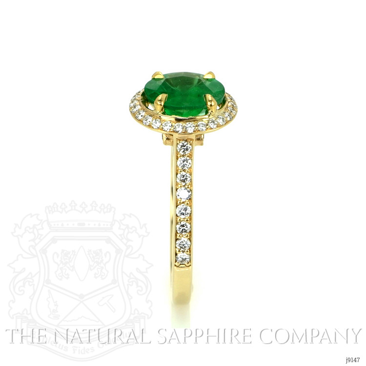1.27 Ct. Emerald and Natural Diamond Pave Ring, 14K Yellow Gold